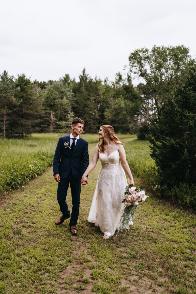 Bride and groom portraits in Northern Minnesota