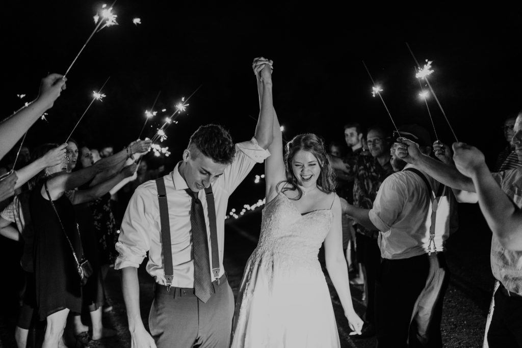 Sparkler exit during wedding in Northern Minnesota