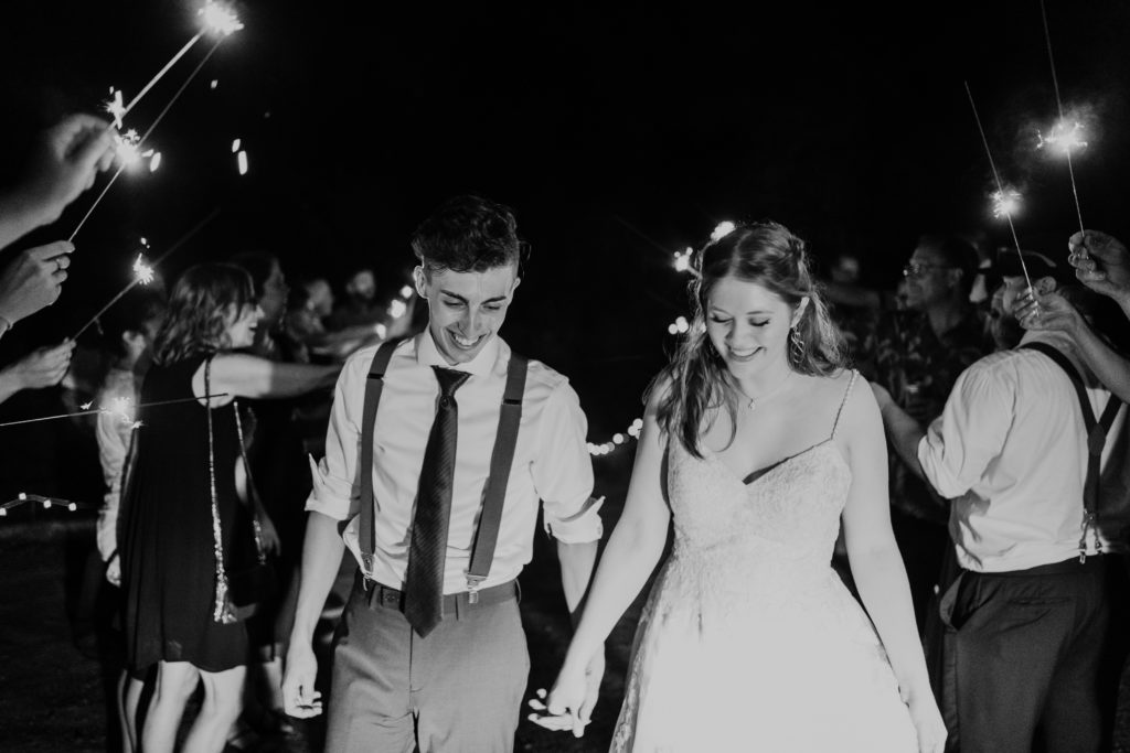 Sparkler exit during wedding in Northern Minnesota