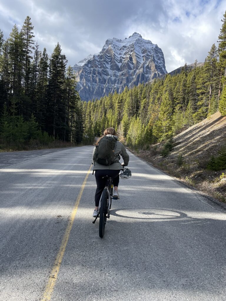 Biking from Banff to Moraine Lake in Banff National Park
