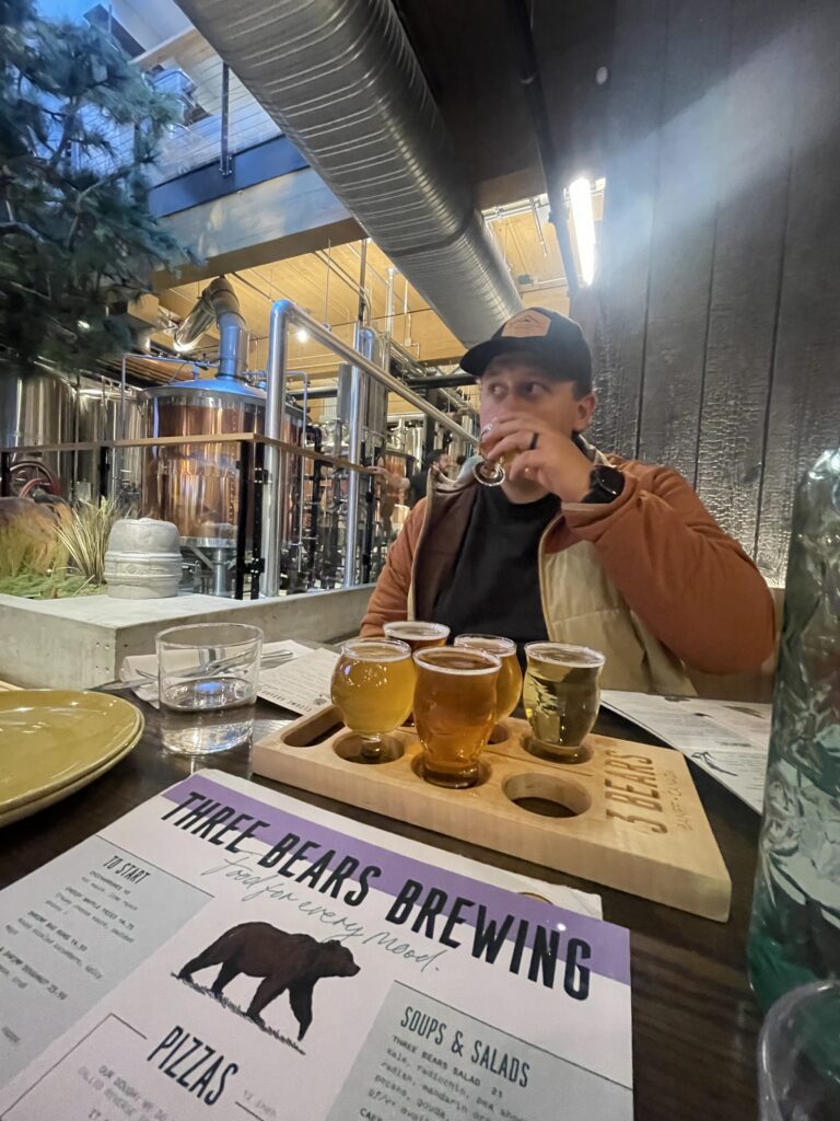 Dining at Three Bears Brewing in downtown Banff, AB