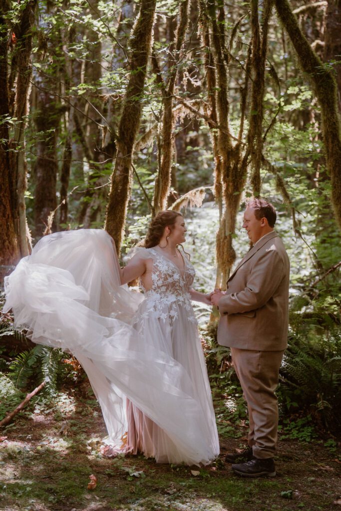 Romantic first look in the Pacific Northwest - real wedding moments