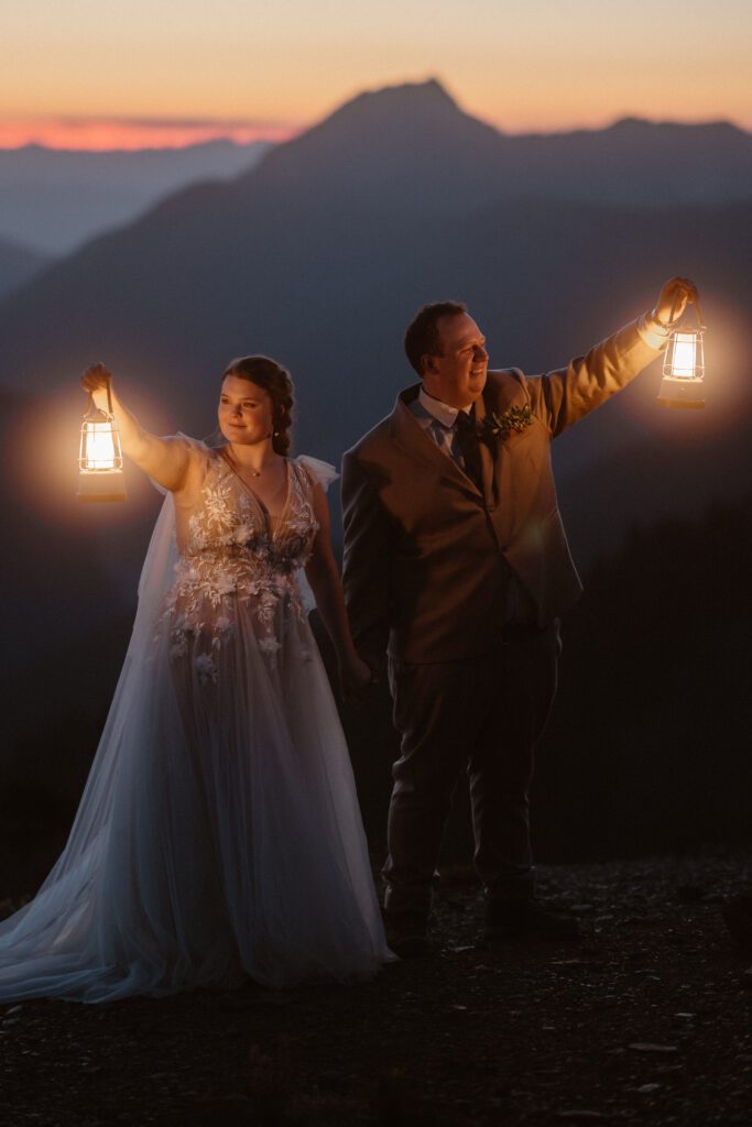 Elopement bridal portraits with lanterns