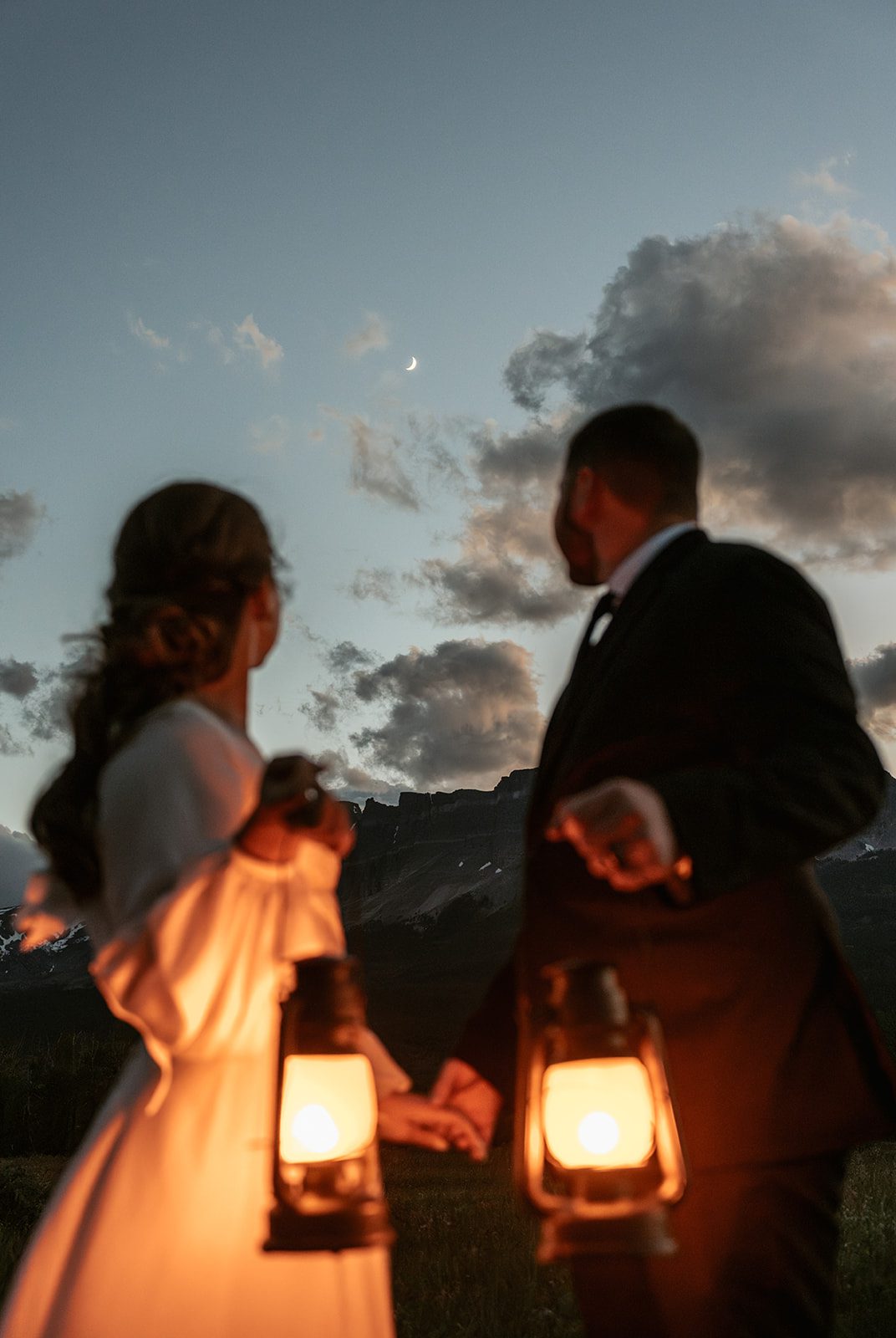 Picturesque blue hour bridal portraits in Northwest Montana