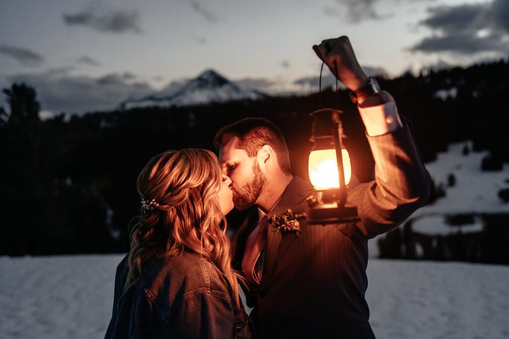 Blue hour bridal portraits in the mountains photographed by Sydney Breann Photography