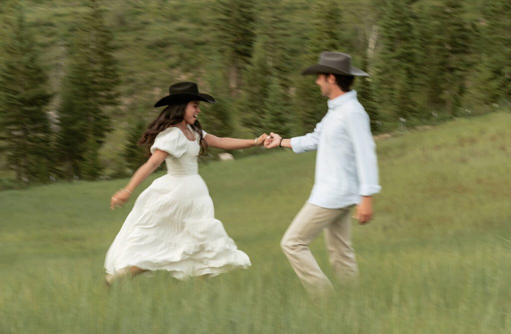 Western-inspired outfit for a Glacier National Park engagement session