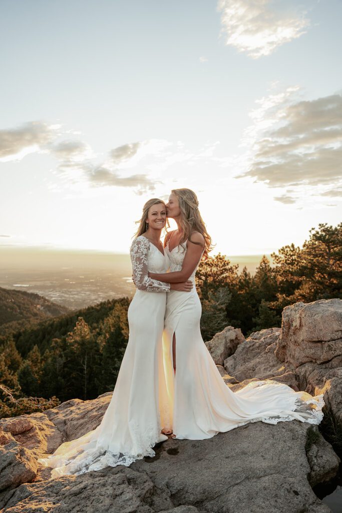 LGBTQ elopement during sunrise at Lost Gulch in Boulder, Colorado