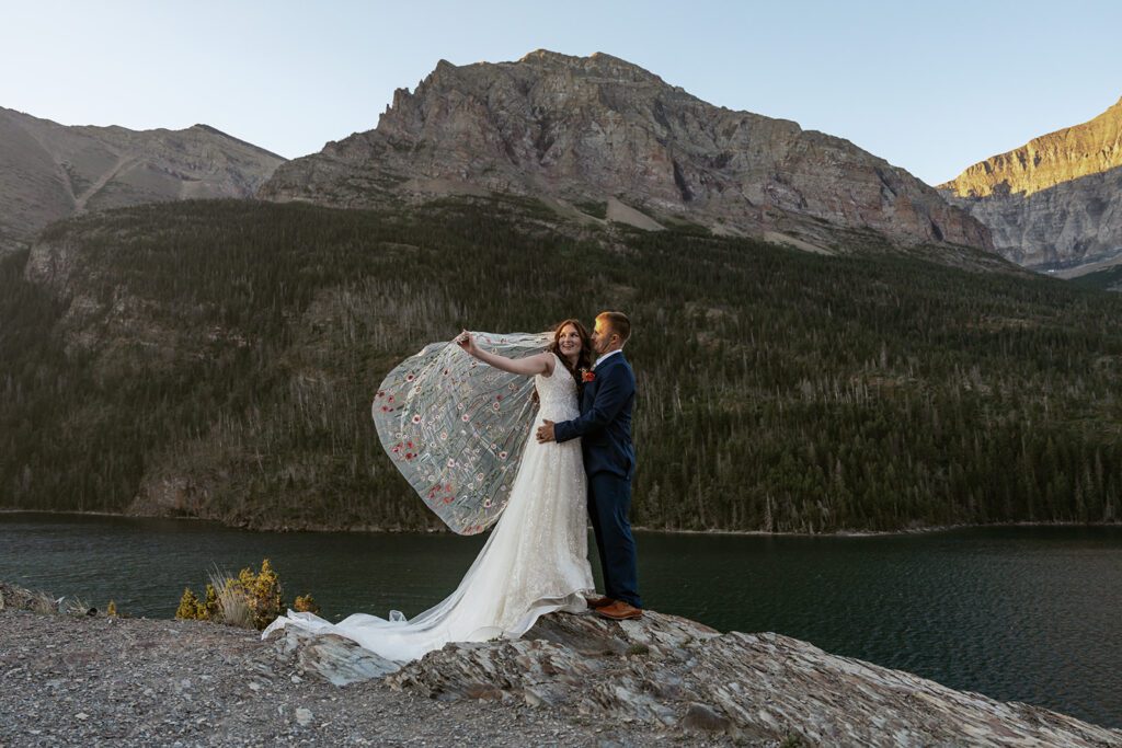 An intimate sunrise elopement at Sun Point in Glacier National Park photographed by Sydney Breann Photography