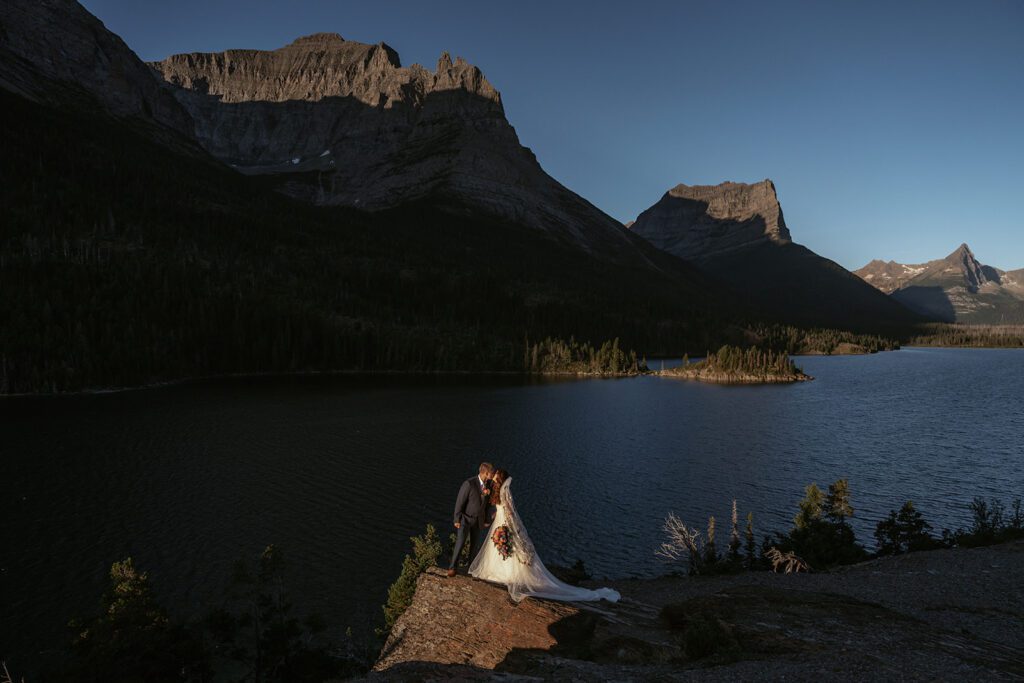 An intimate sunrise elopement at Sun Point in Glacier National Park photographed by Sydney Breann Photography