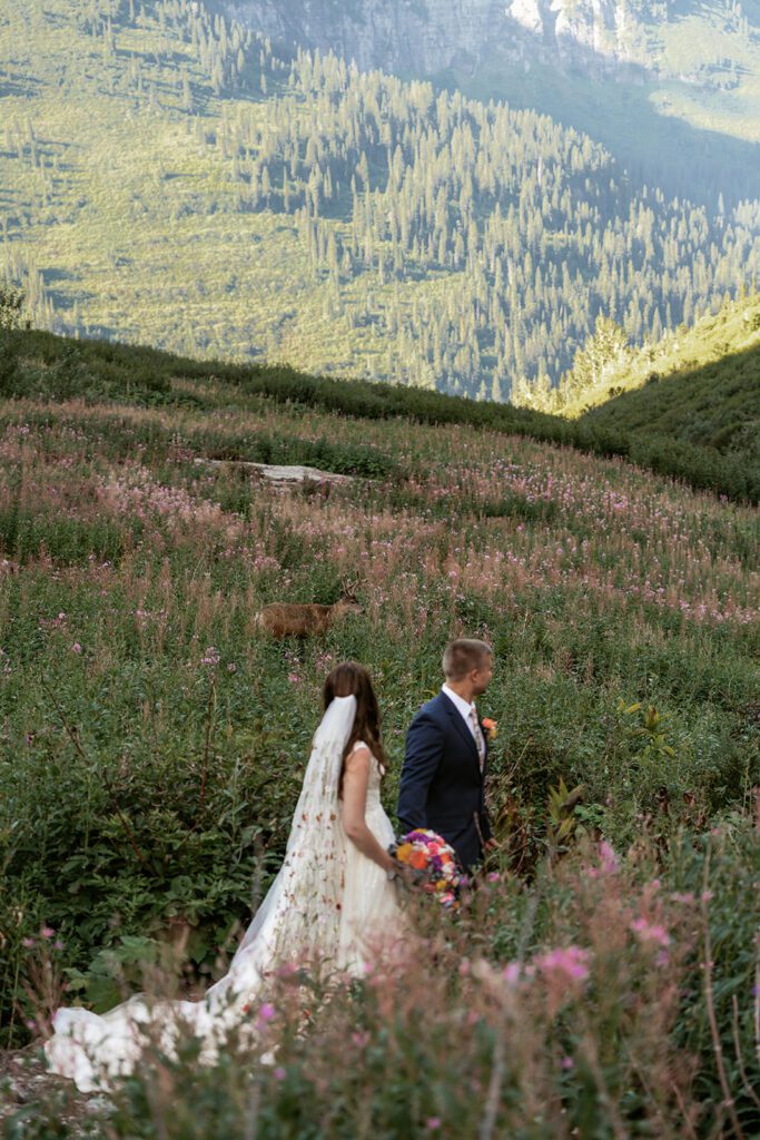 Big Bend wildflower meadow bridal portraits following a Sun Point elopement during sunrise