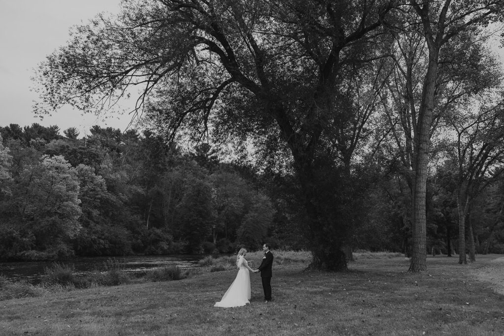 Late summer timeless wedding bridal portraits at La Pointe Events in Somerset, Wisconsin