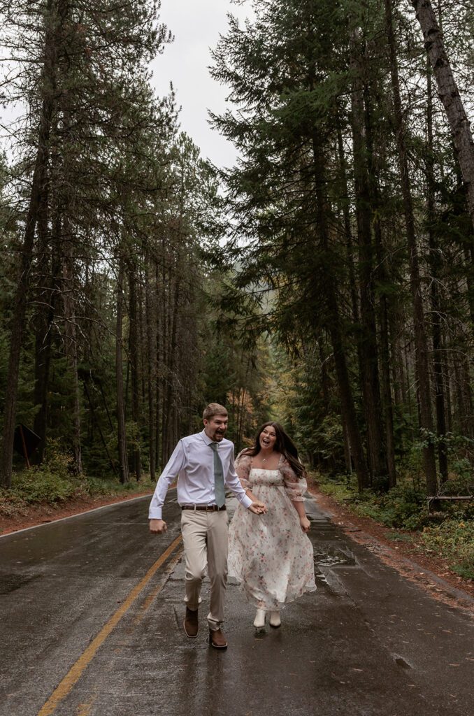 Picturesque forest bridal session in Glacier National Park