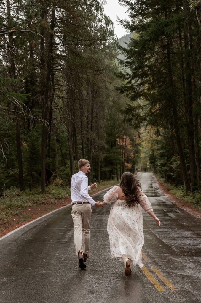 Picturesque forest bridal session in Glacier National Park