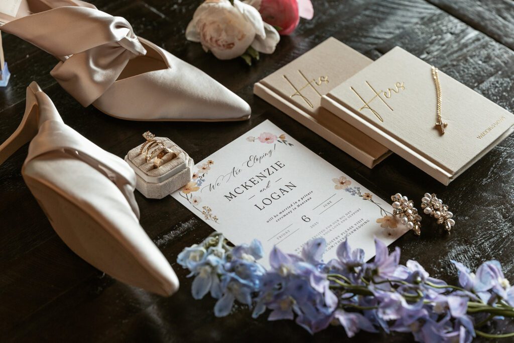 Garden party inspired wedding details flat lay inspiration 
