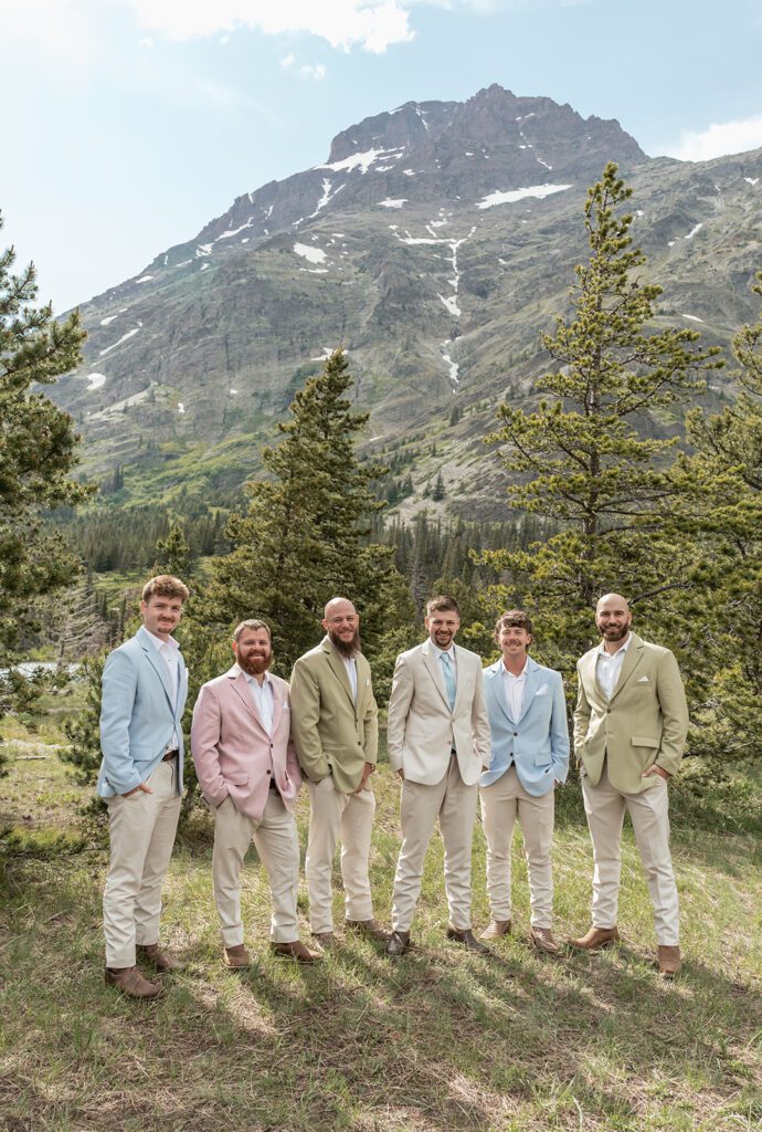 Pastel wedding color palette for an intimate summer destination wedding in the mountains of Glacier National Park.