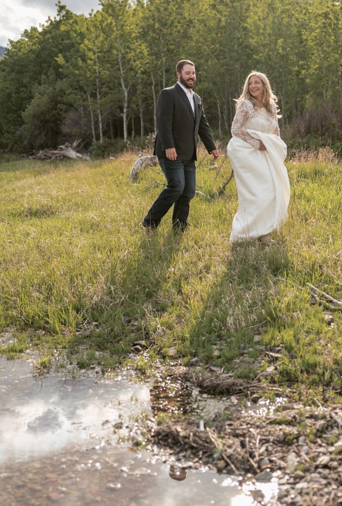 Many Glacier bridal portraits, photographed by Sydney Breann Photography, a Northwestern Montana elopement photographer.