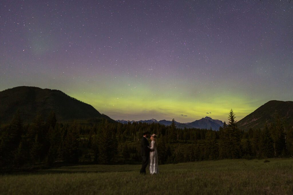Magical elopement beneath the Northern Lights in Glacier National Park