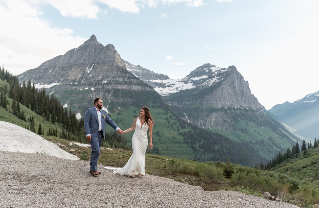 Logan Pass bridal portraits photographed by Sydney Breann Photography