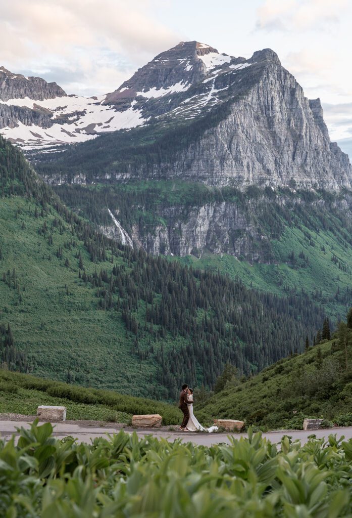 Going-to-the-Sun Road bridal portraits photographed by Sydney Breann Photography