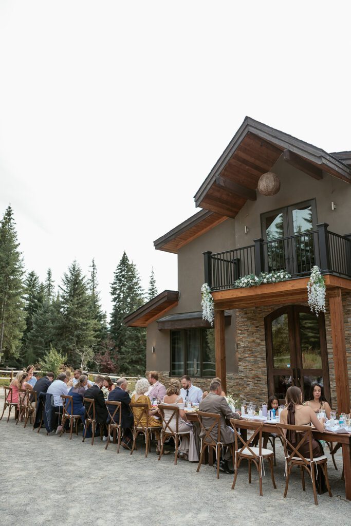 Intimate backyard wedding dinner party for a Trout Creek, MT wedding weekend near Glacier National Park.