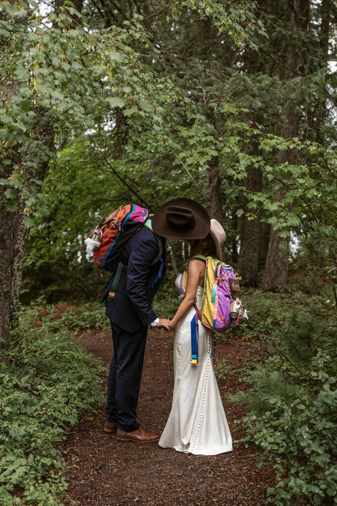 Adventurous mountain elopement bridal portraits in Glacier National Park.