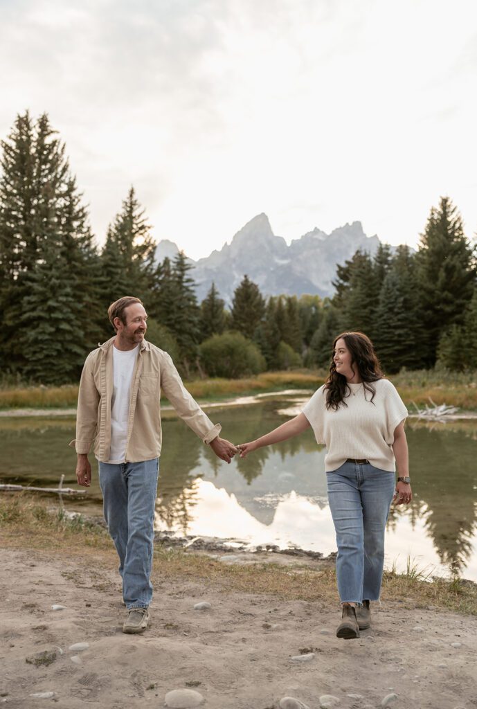 Grand Teton National Park engagement photos at Schwabacher's Landing
