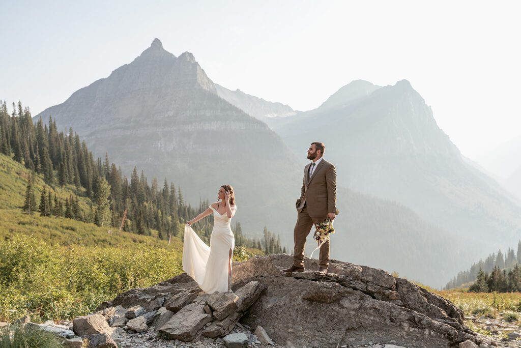 Adventurous hiking elopement bridal portraits at Big Bend