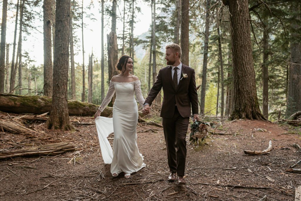 Ethereal forest bridal portraits in Glacier National Park, photographed by Sydney Breann Photography