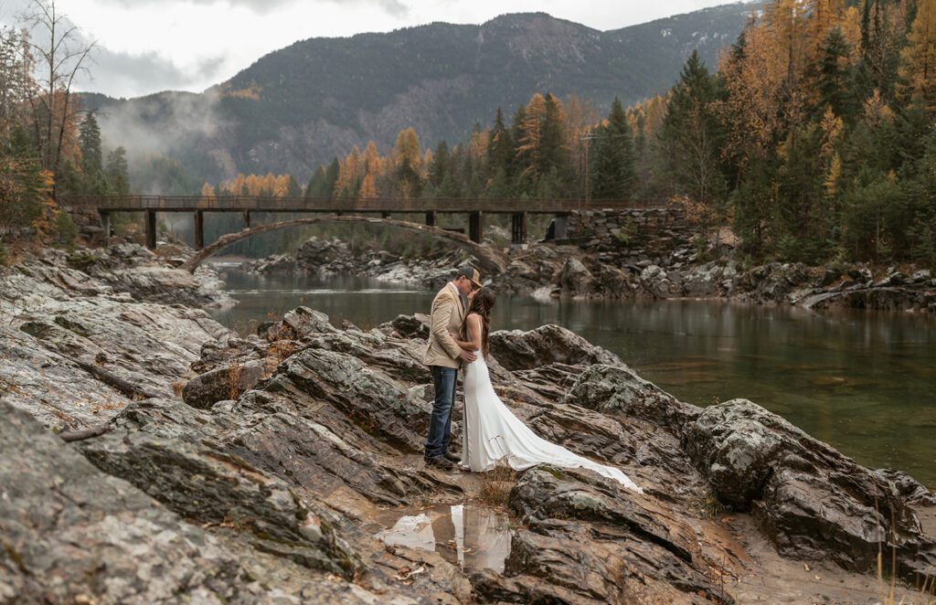Moody Fall elopement at Belton Stage State Park in Northwest Montana