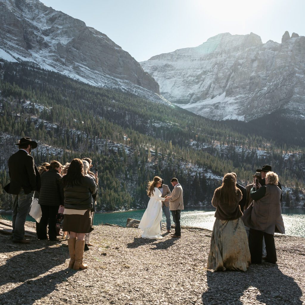 Sun Point intimate wedding ceremony overlooking St. Mary Lake