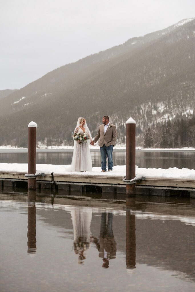 Magical winter elopement at Lake McDonald in Glacier National Park